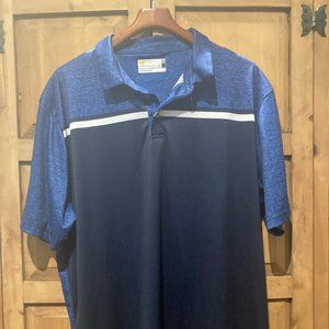 Nicklaus Staydri XXL Blue & White Striped Short Sleeve Golf Polo